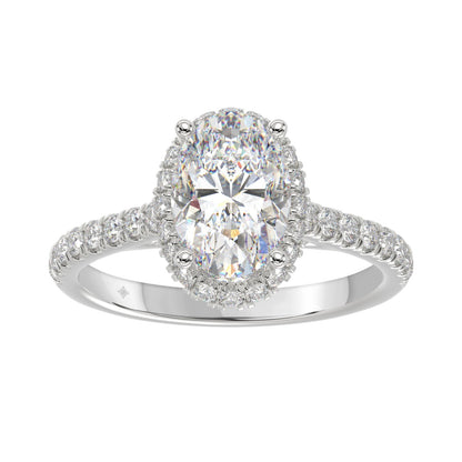 LADIES RING 2 1/2CT ROUND/OVAL DIAMOND 14K WHITE GOLD (CENTER STONE OVAL DIAMOND 2CT )