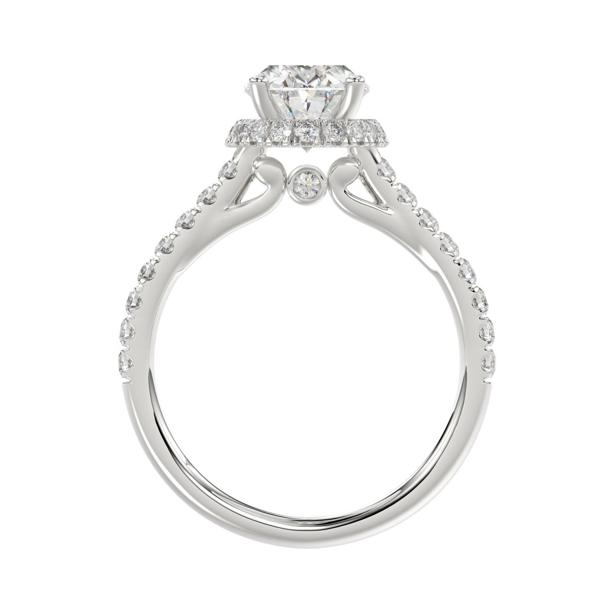 LADIES RING 2 1/2CT ROUND/OVAL DIAMOND 14K WHITE GOLD (CENTER STONE OVAL DIAMOND 2CT )