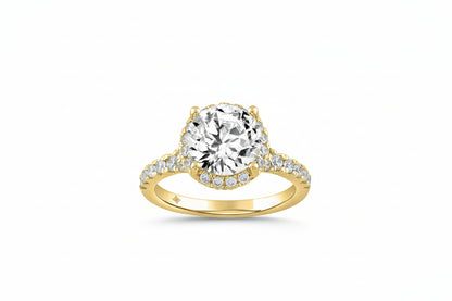 LADIES RING 3 3/4CT ROUND DIAMOND 14K YELLOW GOLD (CENTER STONE ROUND DIAMOND 3CT )