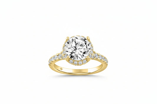 LADIES RING 3 3/4CT ROUND DIAMOND 14K YELLOW GOLD (CENTER STONE ROUND DIAMOND 3CT )
