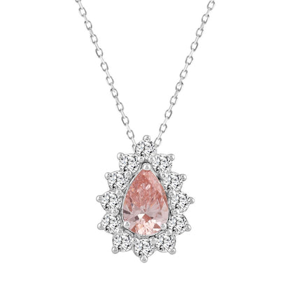 LADIES PENDANT 2 1/2CT ROUND/PEAR DIAMOND 14K WHITE/ROSE GOLD (CENTER STONE PEAR DIAMOND 1CT )