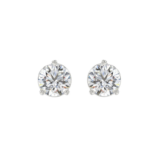LADIES SOLITAIRE EARRINGS 4CT ROUND DIAMOND 14K WHITE GOLD (CENTER STONE ROUND DIAMOND 2CT )