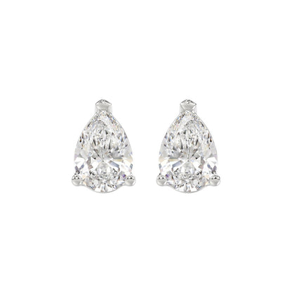 LADIES SOLITAIRE EARRINGS 4.00CT PEAR DIAMOND 14K WHITE GOLD 