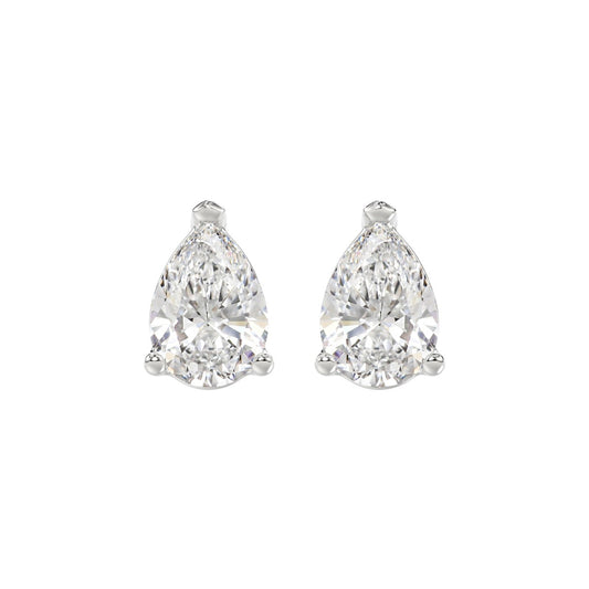 LADIES SOLITAIRE EARRINGS 4.00CT PEAR DIAMOND 14K WHITE GOLD 