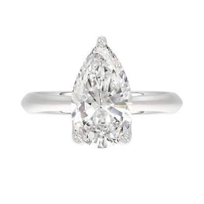 LADIES SOLITAIRE RING 4CT PEAR DIAMOND 14K WHITE GOLD 