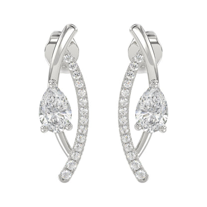 14K WHITE GOLD 1.00CT ROUND/PEAR DIAMOND LADIES EARRINGS