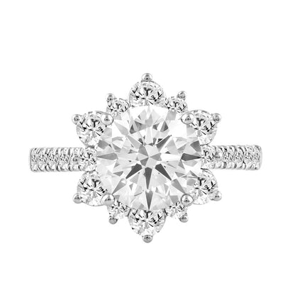 14K WHITE GOLD 1.00CT ROUND DIAMOND LADIES RING (CENTER STONE ROUND DIAMOND 2CT)