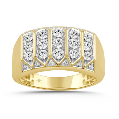 MEN'S RING 1.00CT ROUND DIAMOND 14K YELLOW GOLD 