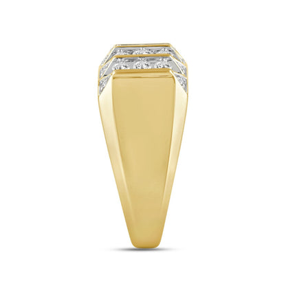 MEN'S RING 1.00CT ROUND DIAMOND 14K YELLOW GOLD 