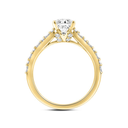 LADIES RING 2 1/2CT ROUND/BAGUETTE/OVAL DIAMOND 14K YELLOW GOLD (CENTER STONE OVAL DIAMOND 2.00CT)