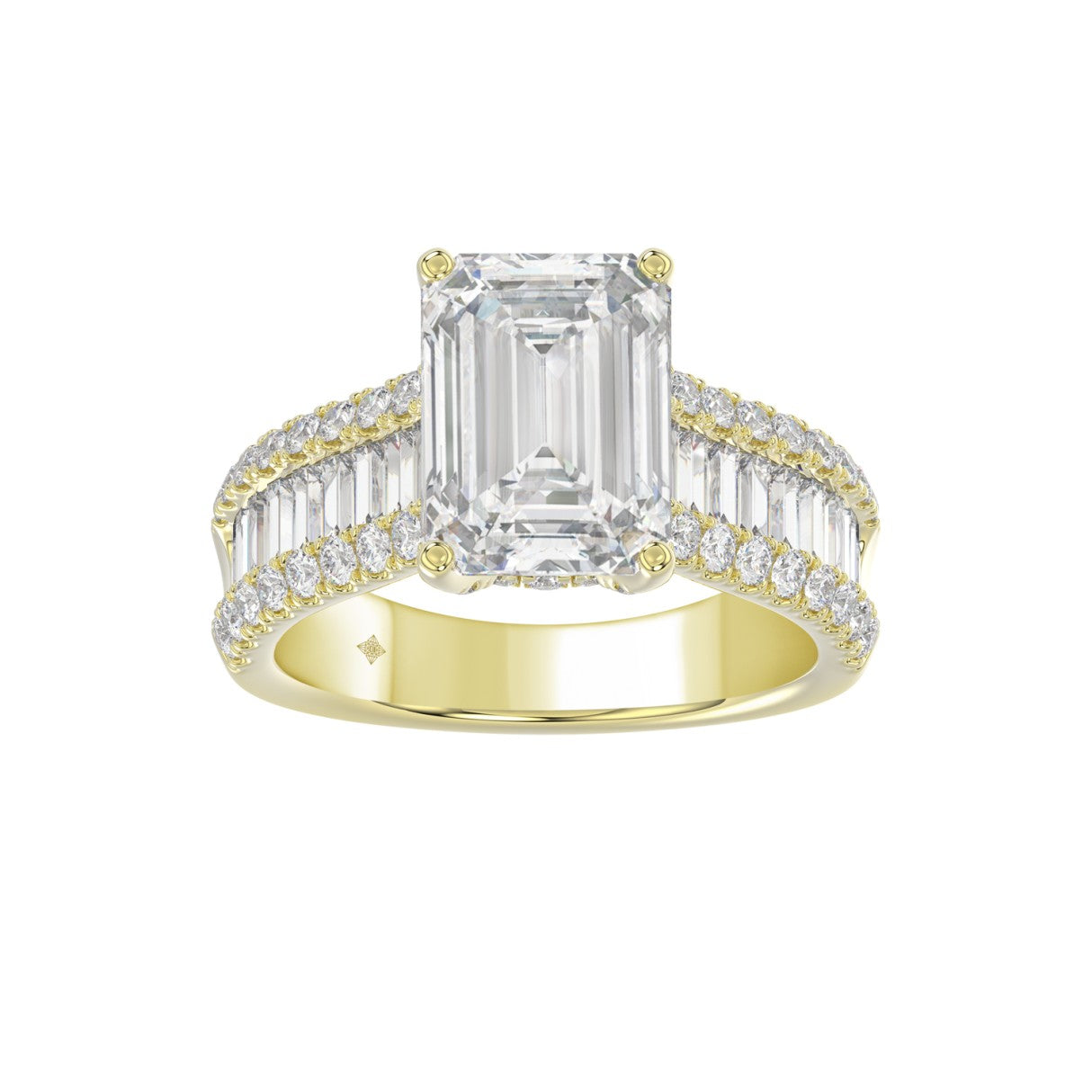 14K WHITE GOLD 1 1/4CT ROUND/BAGUETTE/RADIANT DIAMOND LADIES RING (CENTER STONE RADIANT DIAMOND 4CT)