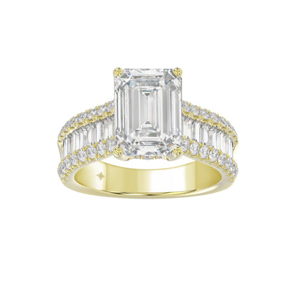 14K WHITE GOLD 1 1/4CT ROUND/BAGUETTE/RADIANT DIAMOND LADIES RING (CENTER STONE RADIANT DIAMOND 4CT)