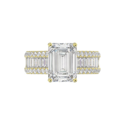 14K WHITE GOLD 1 1/4CT ROUND/BAGUETTE/RADIANT DIAMOND LADIES RING (CENTER STONE RADIANT DIAMOND 4CT)