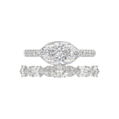 14K WHITE GOLD 3 1/2CT ROUND/MARQUISE DIAMOND LADIES BRIDAL SET (CENTER STONE MARQUISE DIAMOND 2.00CT)
