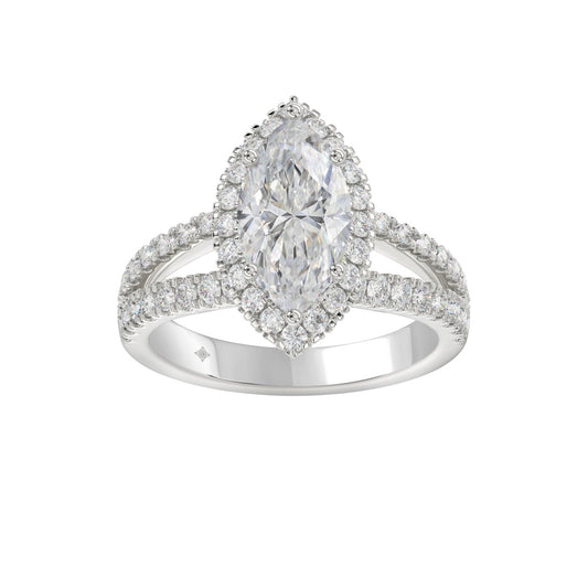 14K WHITE GOLD 3.00CT ROUND/MARQUISE DIAMOND LADIES RING (CENTER STONE MARQUISE DIAMOND 2CT)