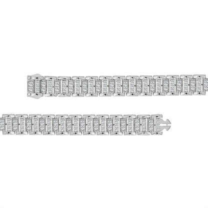 10K WHITE GOLD 5.00CT ROUND DIAMOND MEN'S BRACELET