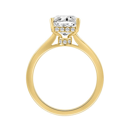 14K YELLOW GOLD LAB  3 1/2CT ROUND/BAGUETTE/RADIANT DIAMOND LADIES RING