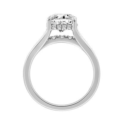 14K WHITE GOLD 2 1/2CT ROUND/CUSHION DIAMOND LADIES RING (CENTER STONE CUSHION DIAMOND 2CT)