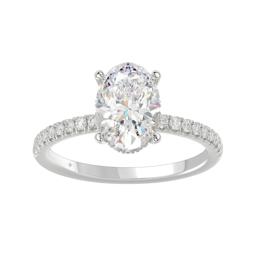 14K WHITE GOLD 2 1/5CT ROUND/OVAL DIAMOND LADIES RING (CENTER STONE OVAL DIAMOND 2CT)