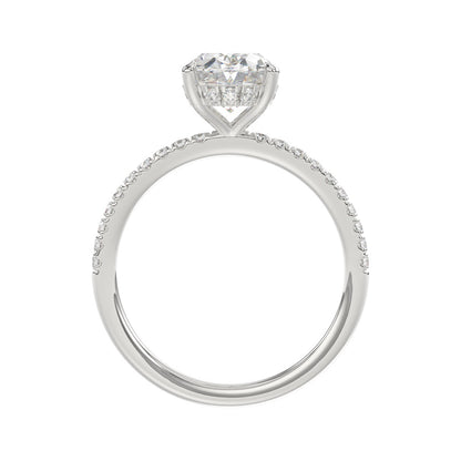 14K WHITE GOLD 2 1/5CT ROUND/OVAL DIAMOND LADIES RING (CENTER STONE OVAL DIAMOND 2CT)