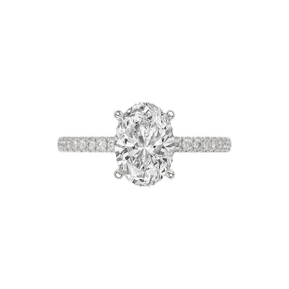 14K WHITE GOLD 2 1/5CT ROUND/OVAL DIAMOND LADIES RING (CENTER STONE OVAL DIAMOND 2CT)