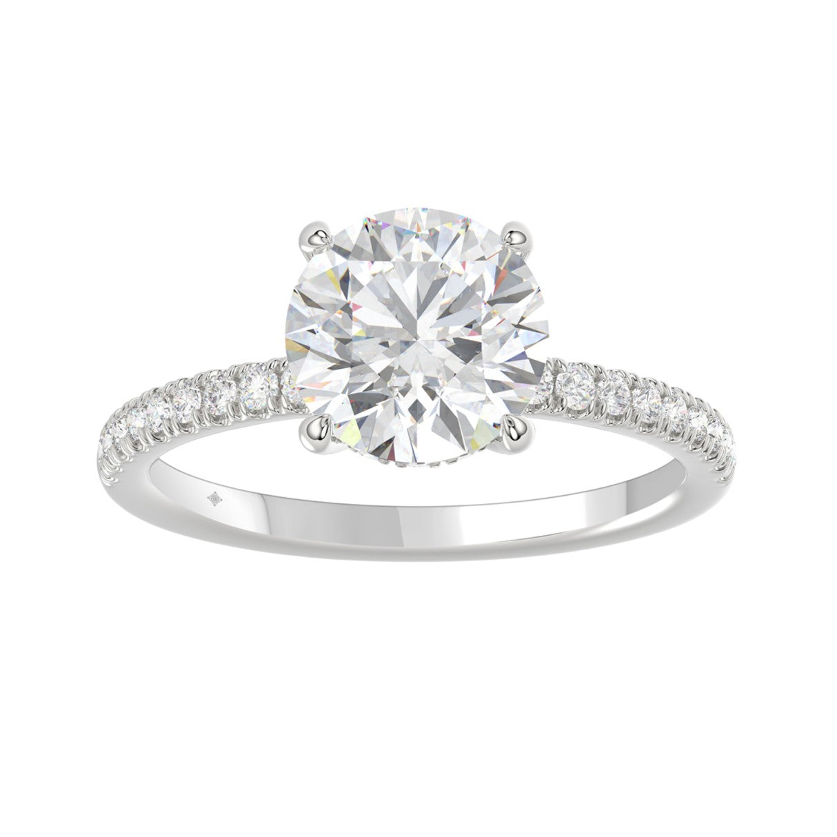 14K WHITE GOLD 2 1/4CT ROUND DIAMOND LADIES RING (CENTER STONE ROUND DIAMOND 2CT)