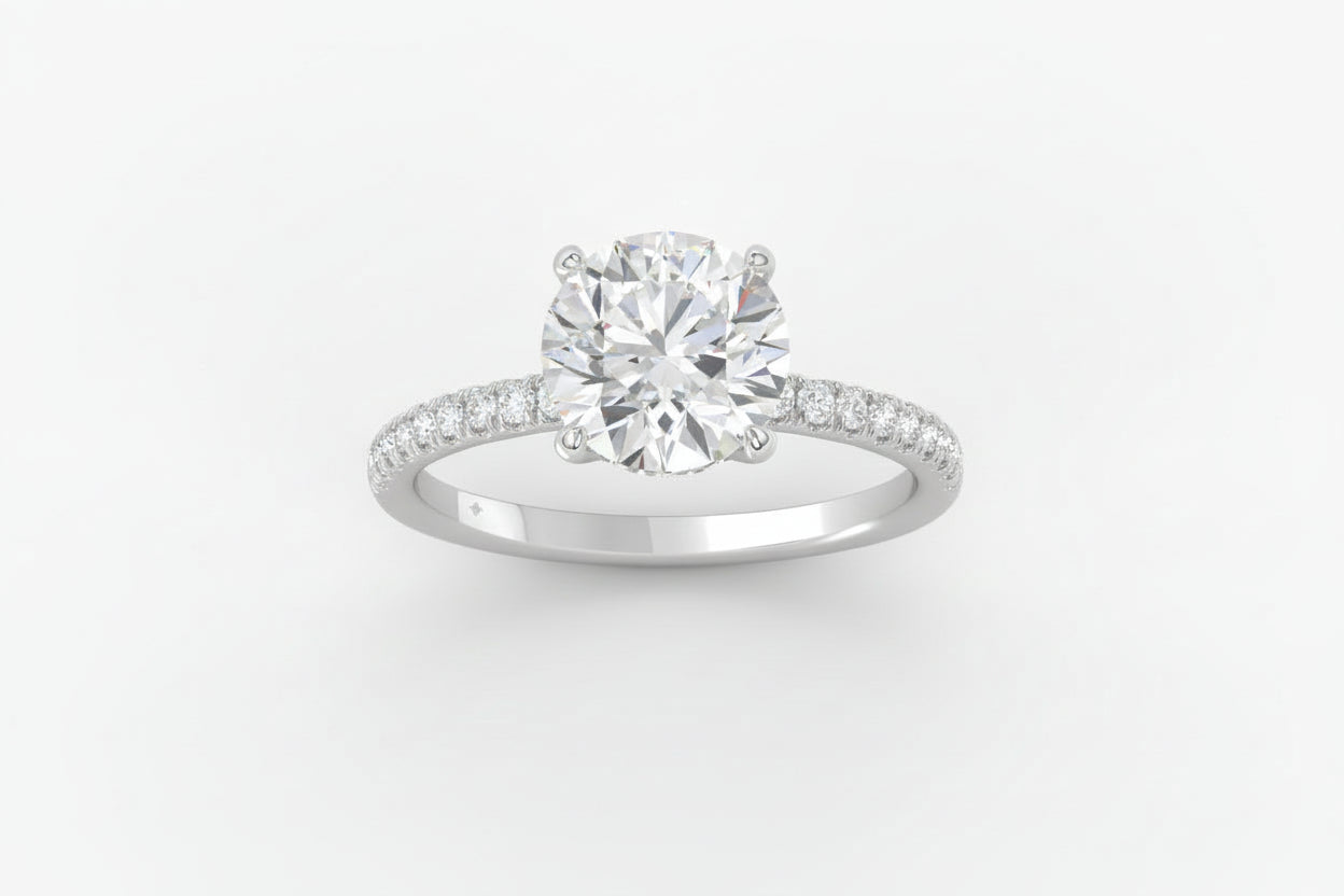 14K WHITE GOLD 2 1/4CT ROUND DIAMOND LADIES RING (CENTER STONE ROUND DIAMOND 2CT)