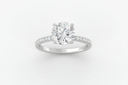 14K WHITE GOLD 2 1/4CT ROUND DIAMOND LADIES RING (CENTER STONE ROUND DIAMOND 2CT)