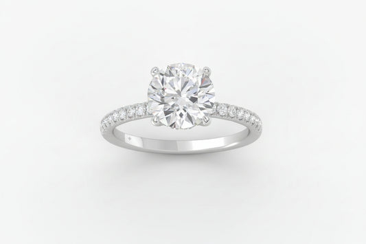 14K WHITE GOLD 2 1/4CT ROUND DIAMOND LADIES RING (CENTER STONE ROUND DIAMOND 2CT)