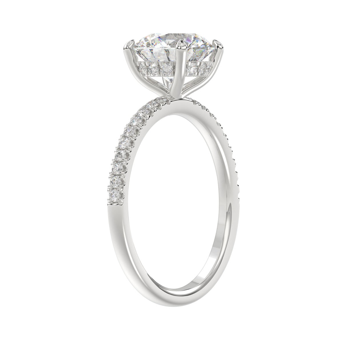14K WHITE GOLD 2 1/4CT ROUND DIAMOND LADIES RING (CENTER STONE ROUND DIAMOND 2CT)