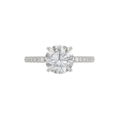14K WHITE GOLD 2 1/4CT ROUND DIAMOND LADIES RING (CENTER STONE ROUND DIAMOND 2CT)