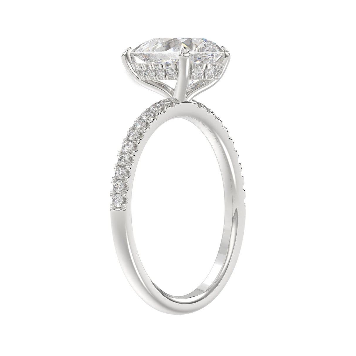14K WHITE GOLD 2 3/4CT ROUND/PEAR DIAMOND LADIES RING (CENTER STONE PEAR DIAMOND 2CT)