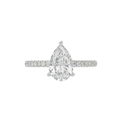 14K WHITE GOLD 2 3/4CT ROUND/PEAR DIAMOND LADIES RING (CENTER STONE PEAR DIAMOND 2CT)