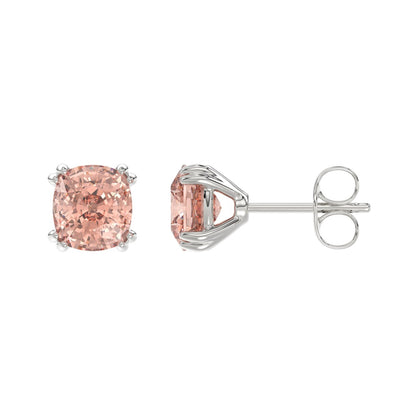 ETERNAL BLUSH COLLECTION 14K WHITE GOLD 2.00CT PINK CUSHION DIAMOND LADIES EARRINGS