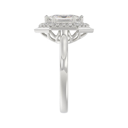 14K WHITE GOLD 1 1/4CT ROUND/HEXAGON DIAMOND LADIES RING