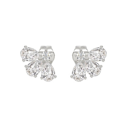 14K WHITE GOLD 1.00CT ROUND/PEAR DIAMOND LADIES EARRINGS