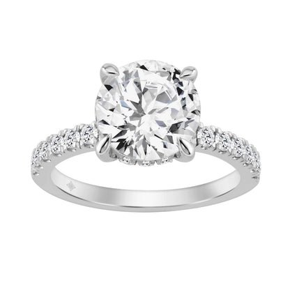 14K WHITE GOLD 3 1/2CT ROUND DIAMOND LADIES RING (CENTER STONE ROUND DIAMOND 3CT)