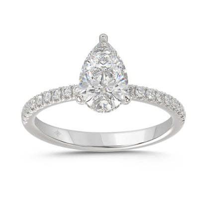 14K WHITE GOLD 1 3/4CT ROUND/PEAR DIAMOND LADIES RING (CENTER STONE PEAR DIAMOND 1 1/2CT)