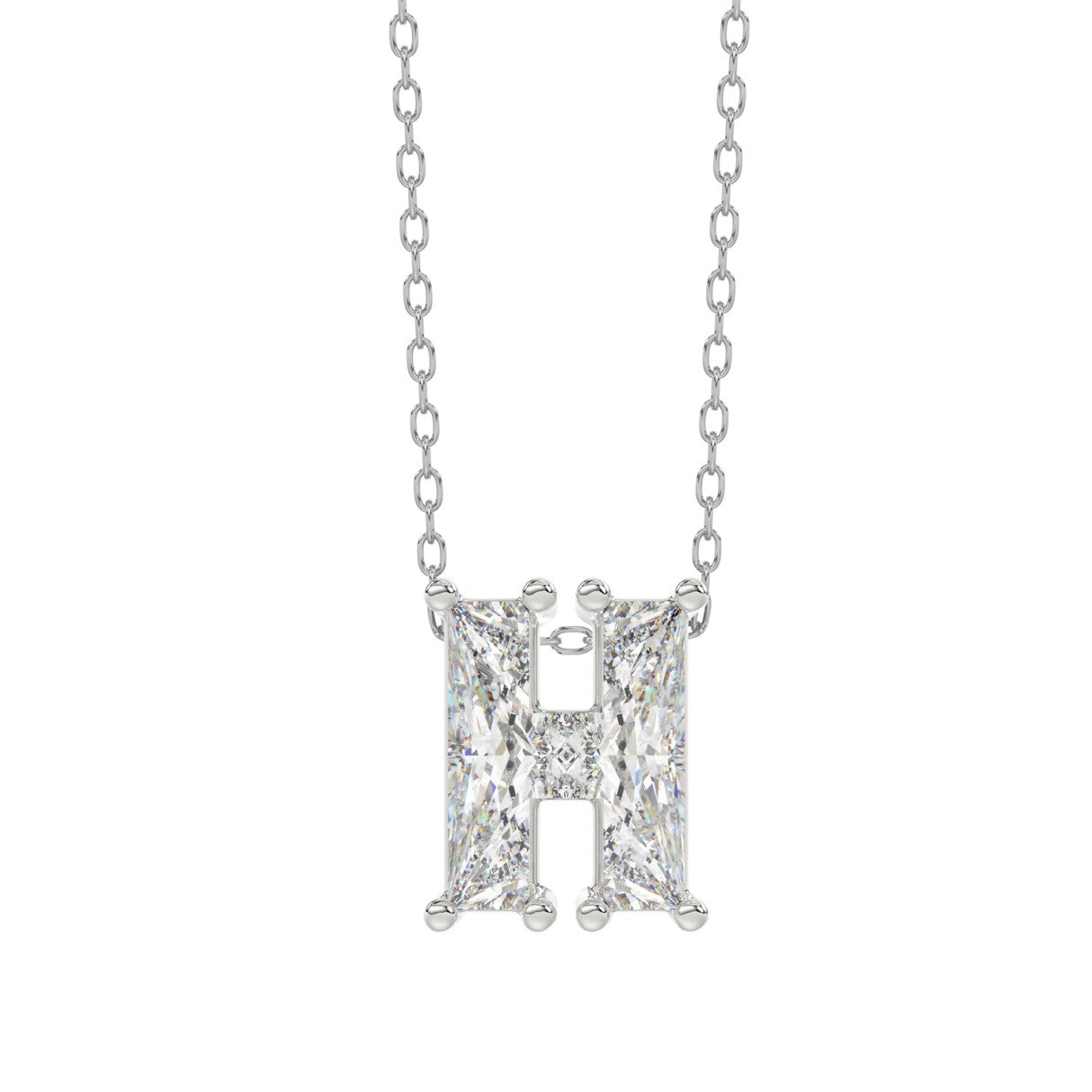 10K WHITE GOLD 1 1/3CT FANCY CUT ALPHABET DIAMOND LADIES PENDANT WITH CHAIN