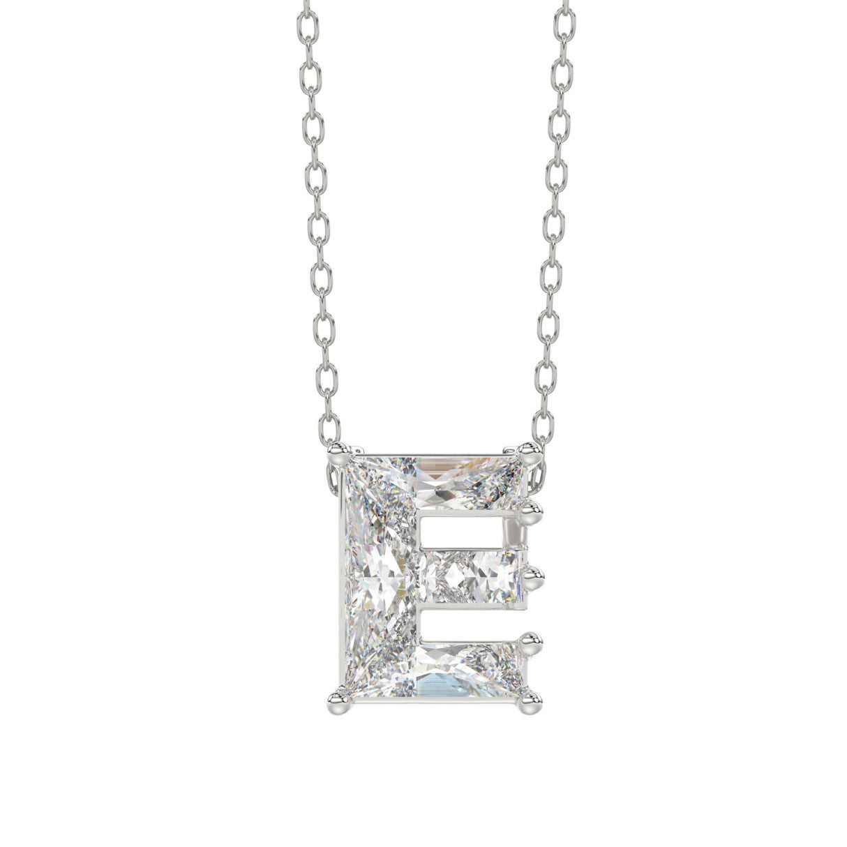 10K WHITE GOLD 1 1/2CT FANCY CUT ALPHABET DIAMOND LADIES PENDANT WITH CHAIN