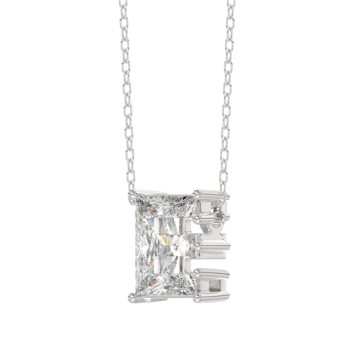 10K WHITE GOLD 1 1/2CT FANCY CUT ALPHABET DIAMOND LADIES PENDANT WITH CHAIN
