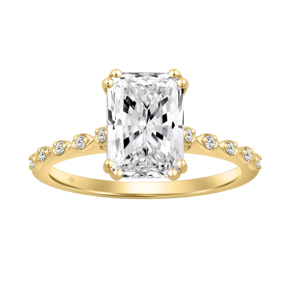 14K  YELLOW GOLD 3.00CT ROUND/RADIANT DIAMOND LADIES RING (CENTER STONE RADIANT DIAMOND 3CT)