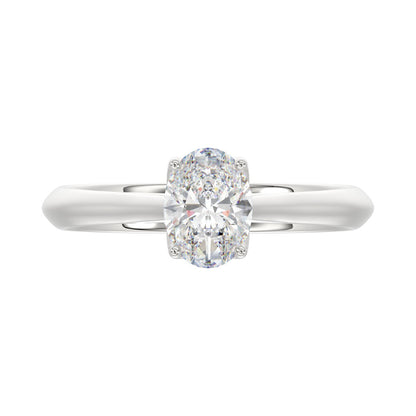 LADIES SOLITAIRE RING 1CT OVAL DIAMOND 14K WHITE GOLD