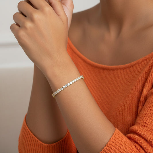 14k Yellow Gold LAB Round DIAMOND 5CTW Bracelet