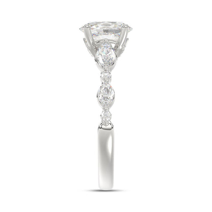 Ladies Ring 1 1/2CT Round/Oval/Marquise Diamond 14k White Gold (Center Stone Oval Diamond 1CT)