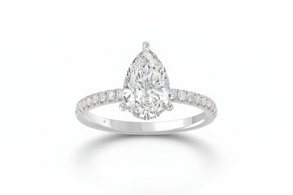 14k White gold 2 3/4CTW round/pear Diamond Ladies ring (Center pear diamond 2CTR)