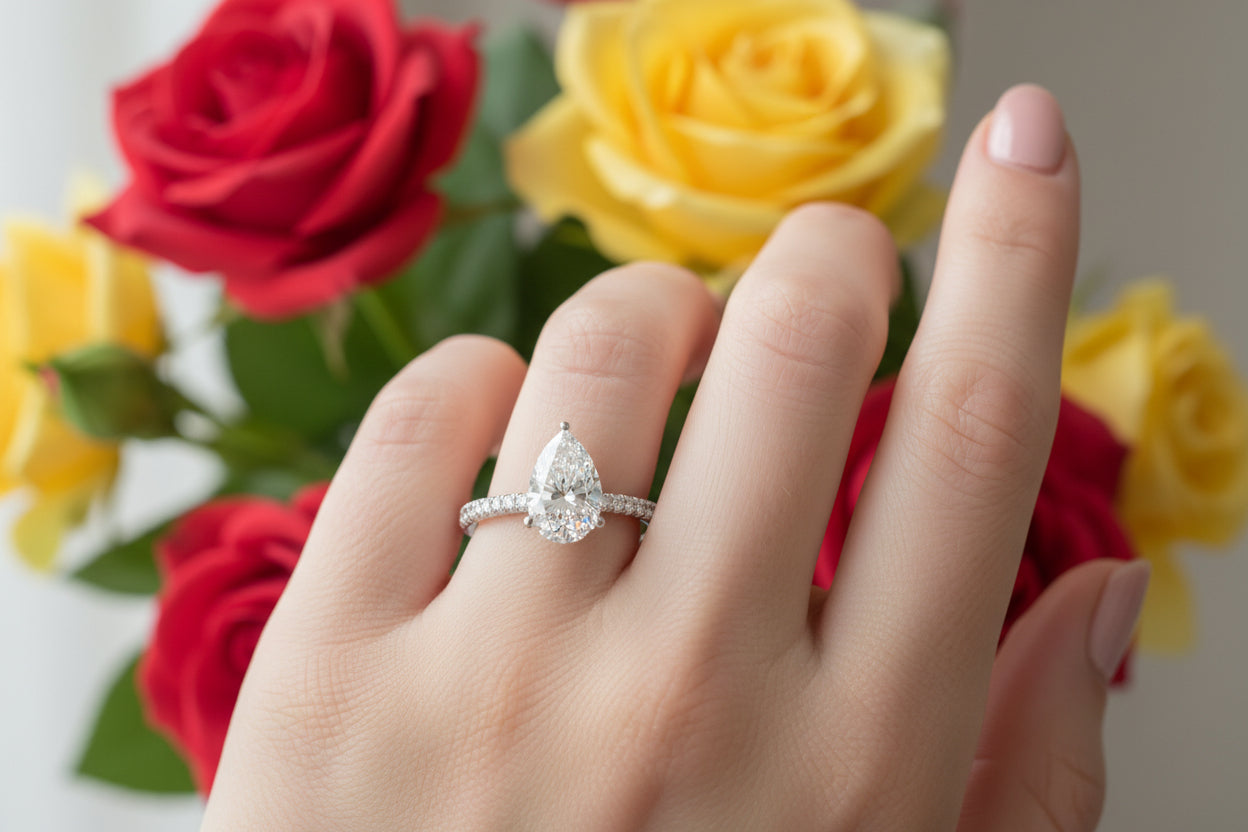 14k White gold 2 3/4CTW round/pear Diamond Ladies ring (Center pear diamond 2CTR)
