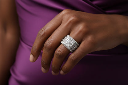 10k Yellow Gold Princess Cut Cluster DIAMOND 5.1CTW Ring