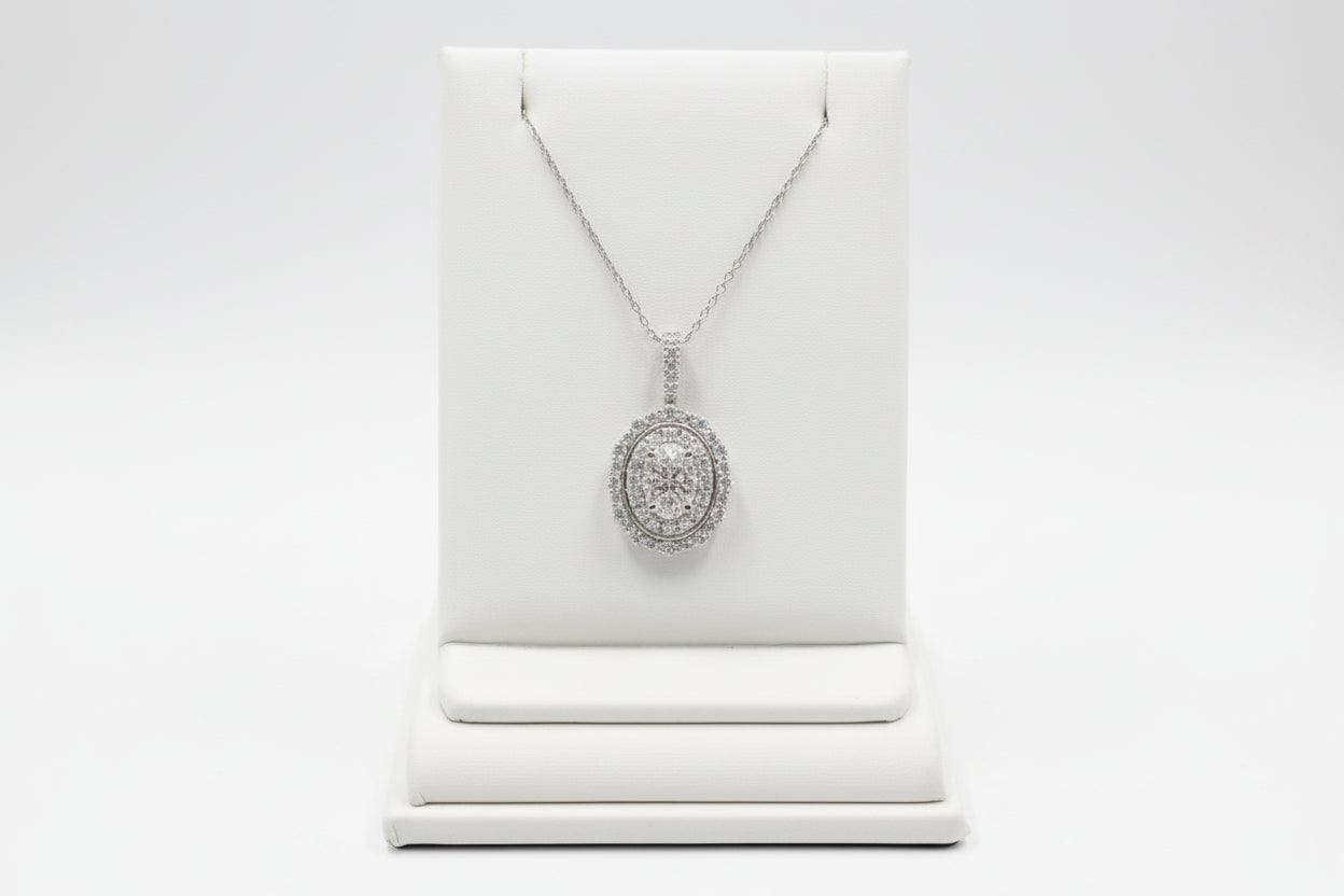 10k White Gold Oval LAB DIAMOND 1.00CTW Necklace