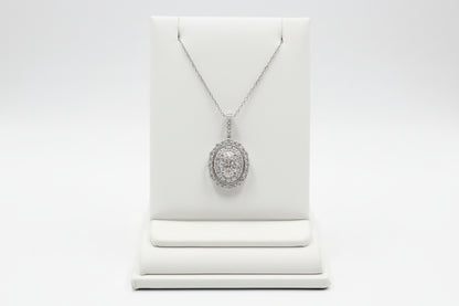 10k White Gold Oval LAB DIAMOND 1.00CTW Necklace